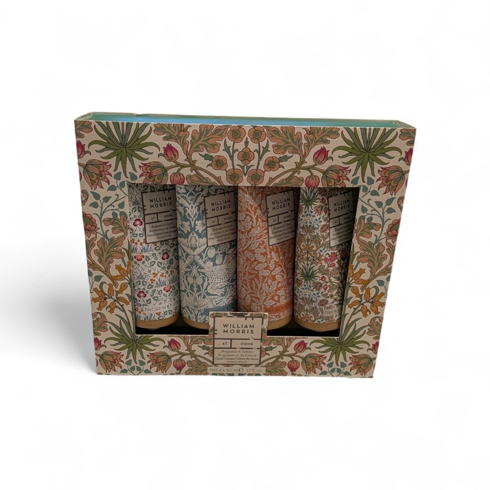 William Morris At Home Bergamot & Vetiver Hand Cream Set – 4 × 50 mL – New